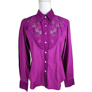 i.e Relaxed Vintage Purple Cowgirl Shirt Cottagecore Floral Crochet Western 12.